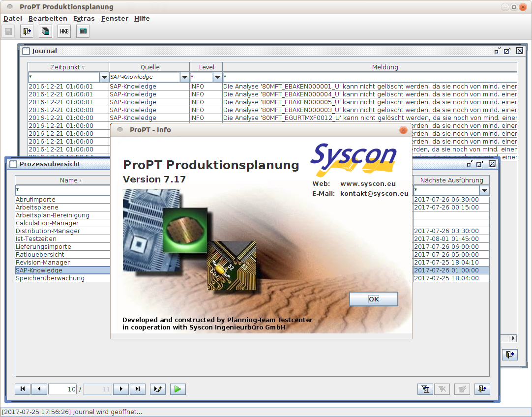 Screenshot einer Java-Anwendung zur Produktionsplanung