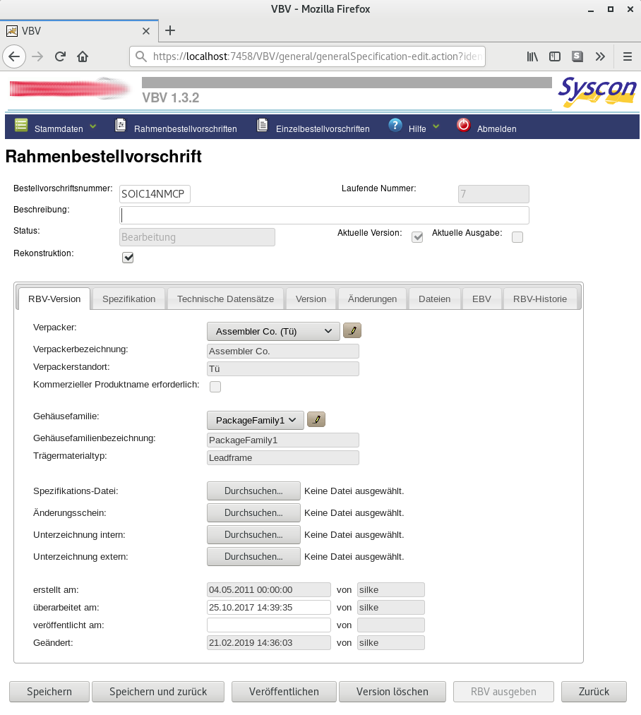 Screenshot einer Software zur Verwaltung von Bestellvorschriften